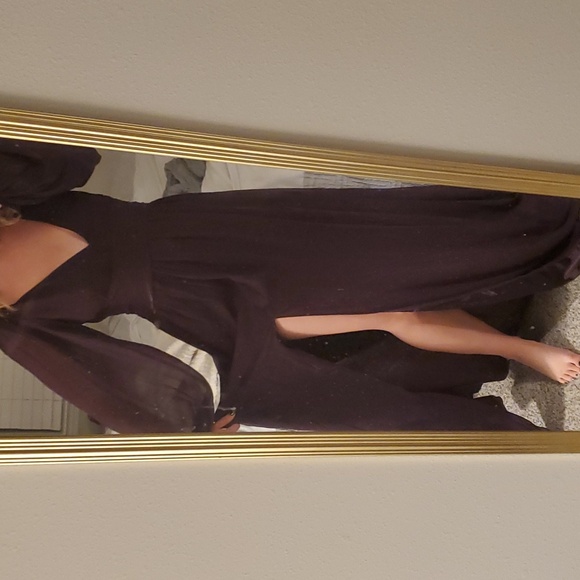 Lulu's Plum Chiffon Evening/Bridesmaid Gown size: S (fits s/m 4-6) - Picture 3 of 3